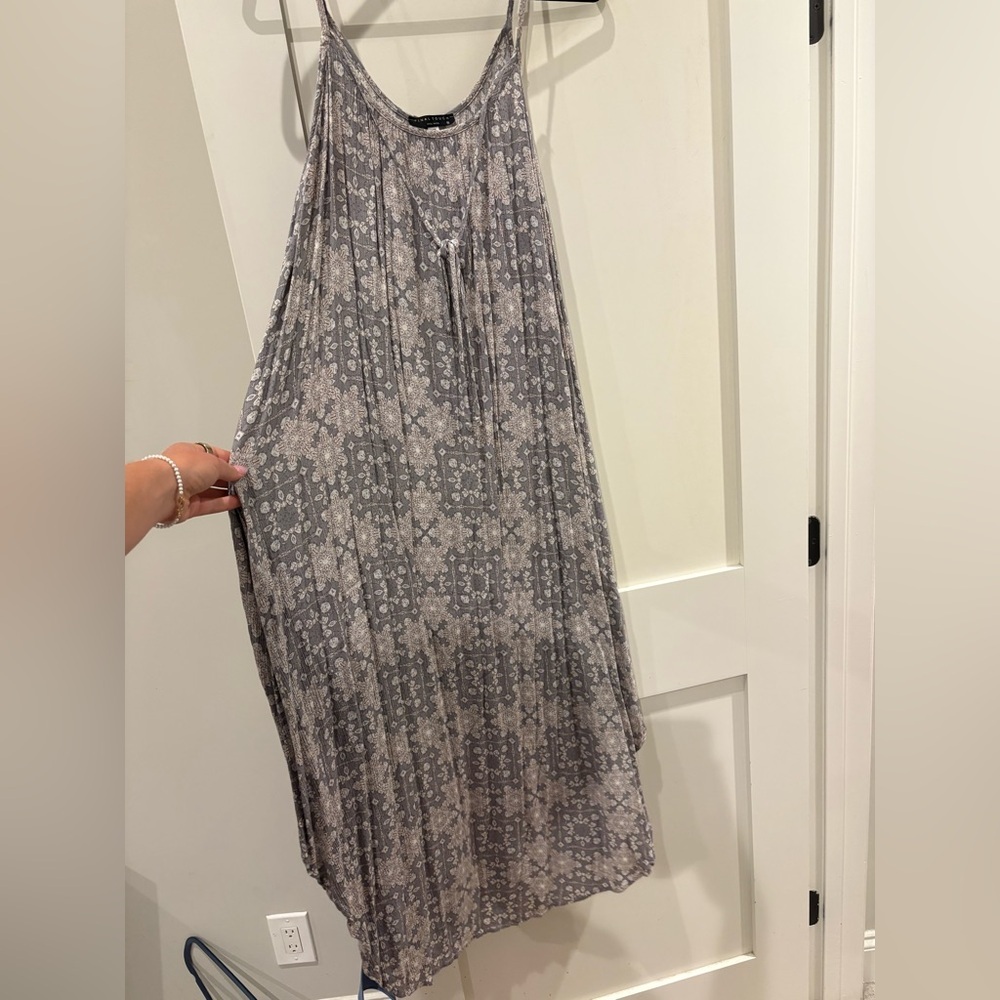 Final Touch Gray Patterned Maxi Slip Dress